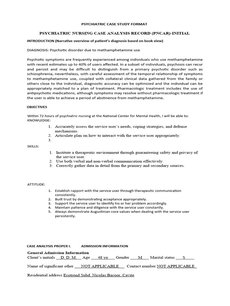 Psychotic Disorder Case Study Analysis | PDF | Psychosis | Grief
