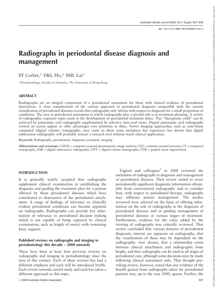 Australian Dental Journal 2009 Corbet Radiographs in periodontal