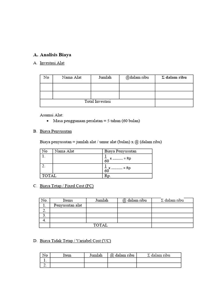 Format Proposal Estimasi Biaya Projek p5 | PDF