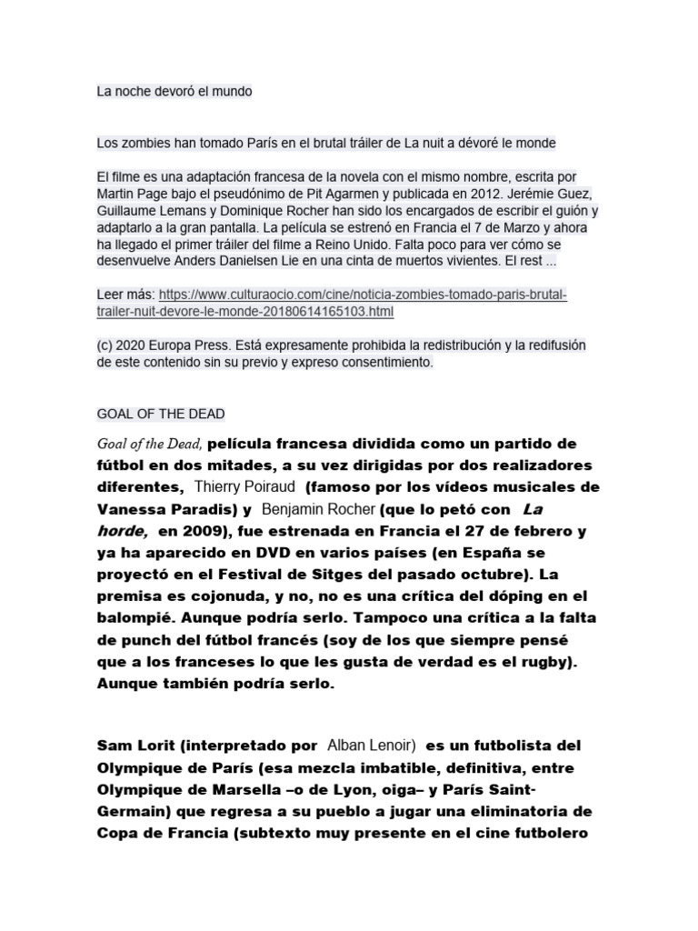 La Noche Devoró El Mundo | PDF