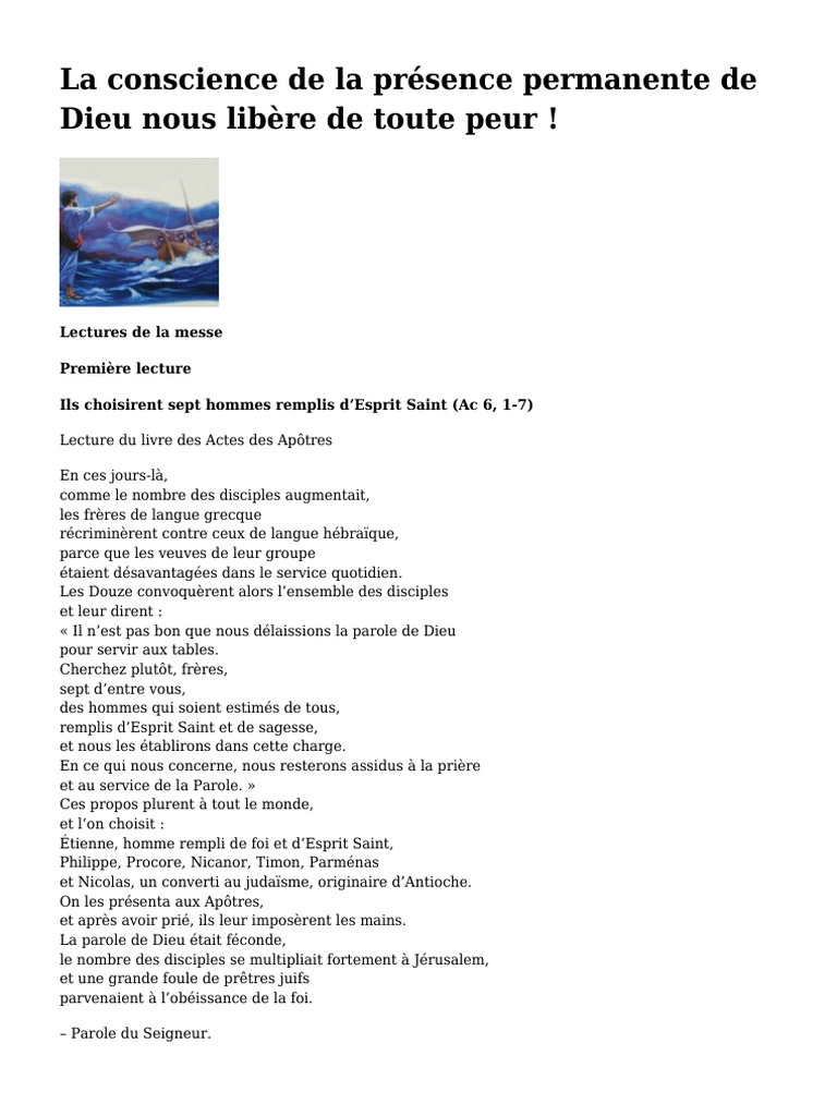 Présence de Dieu et libération de la peur | PDF | Jésus | Saint-Esprit