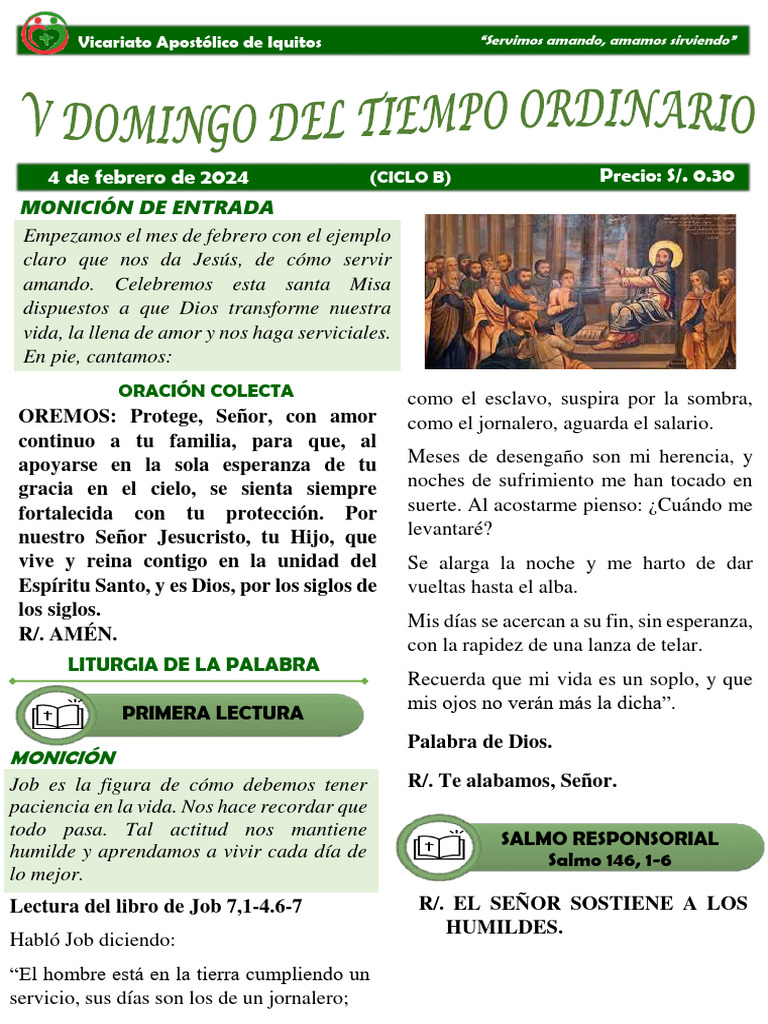Hojita Dominical V Domingo Del Tiempo Ordinario | PDF