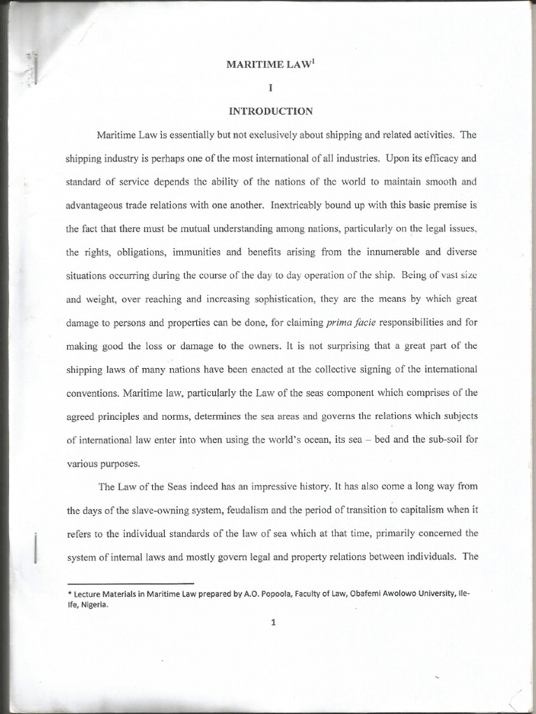 1.introduction To Maritime Law PDF