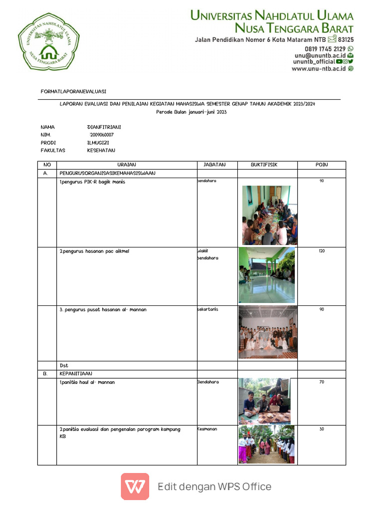 Laporan - Evaluasi - Dian Fitriani | PDF