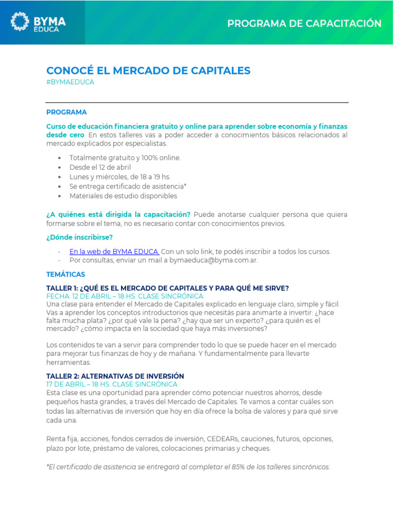Curso Gratuito sobre Mercado de Capitales | PDF | Bolsa | Inversiones