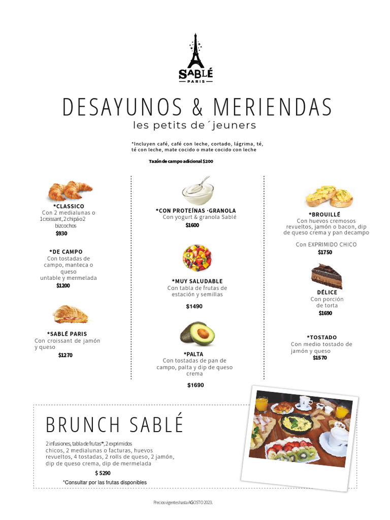 Sablé Café Brunch Menu | PDF