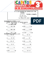 Resolucion de Ecuaciones para Tercer Grado de Primaria