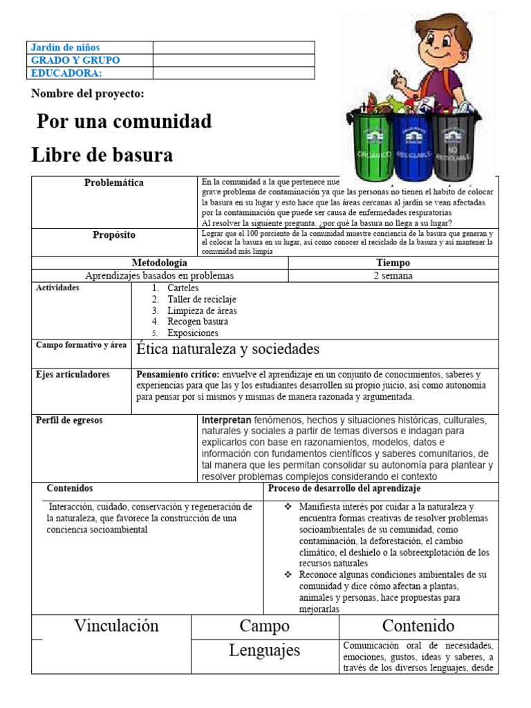 Proyecto Comunitario: Basura Cero | PDF | Residuos | Entorno natural
