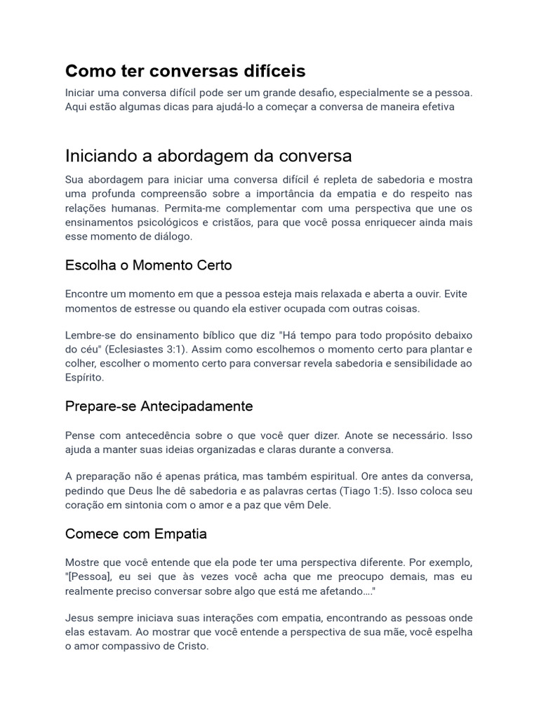 Como Iniciar Conversas Difíceis | PDF | Amor | Sabedoria