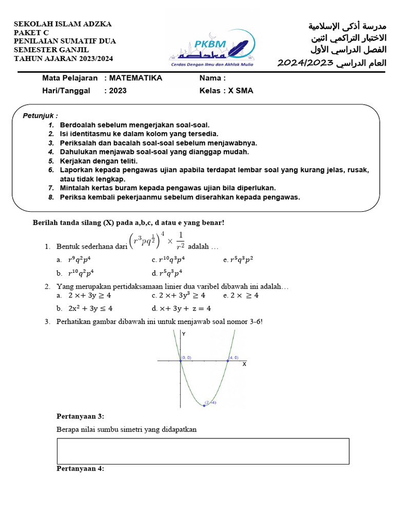 Matematika Kelas 10 Soal dan Jawaban