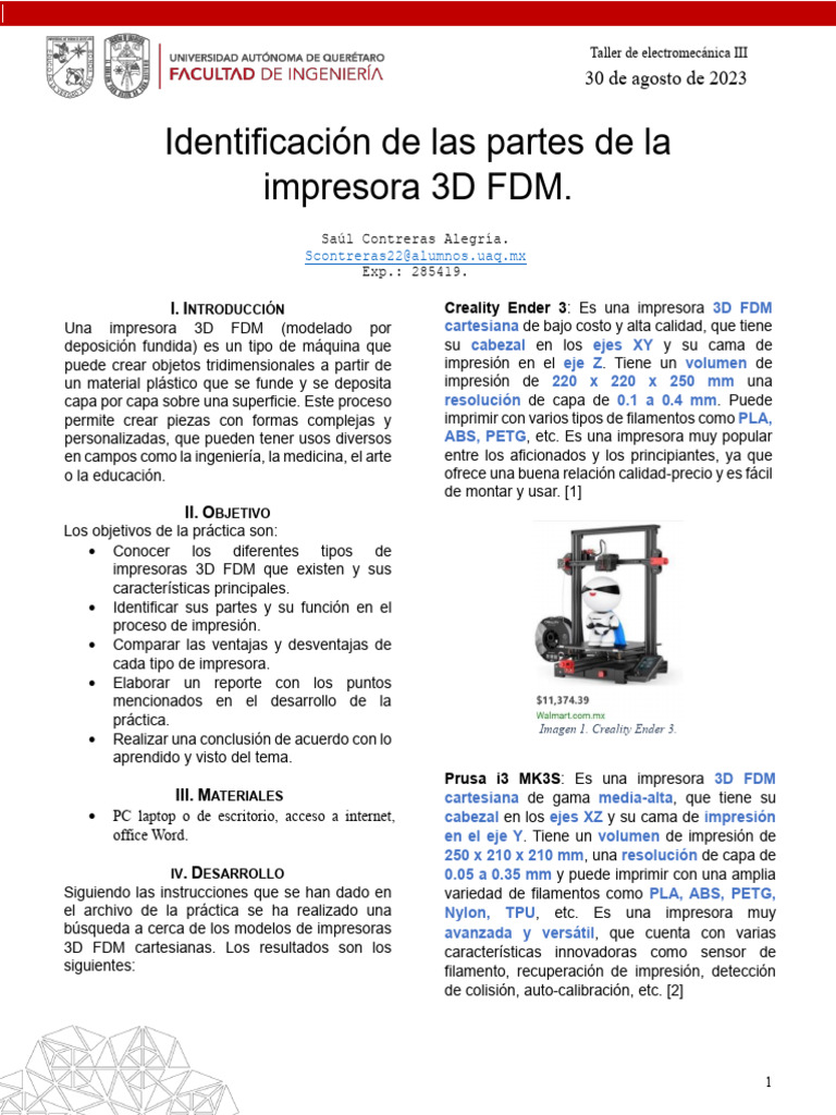 Impresoras 3D FDM Cartesiana: Análisis | PDF | Impresión 3d | Impresora ...