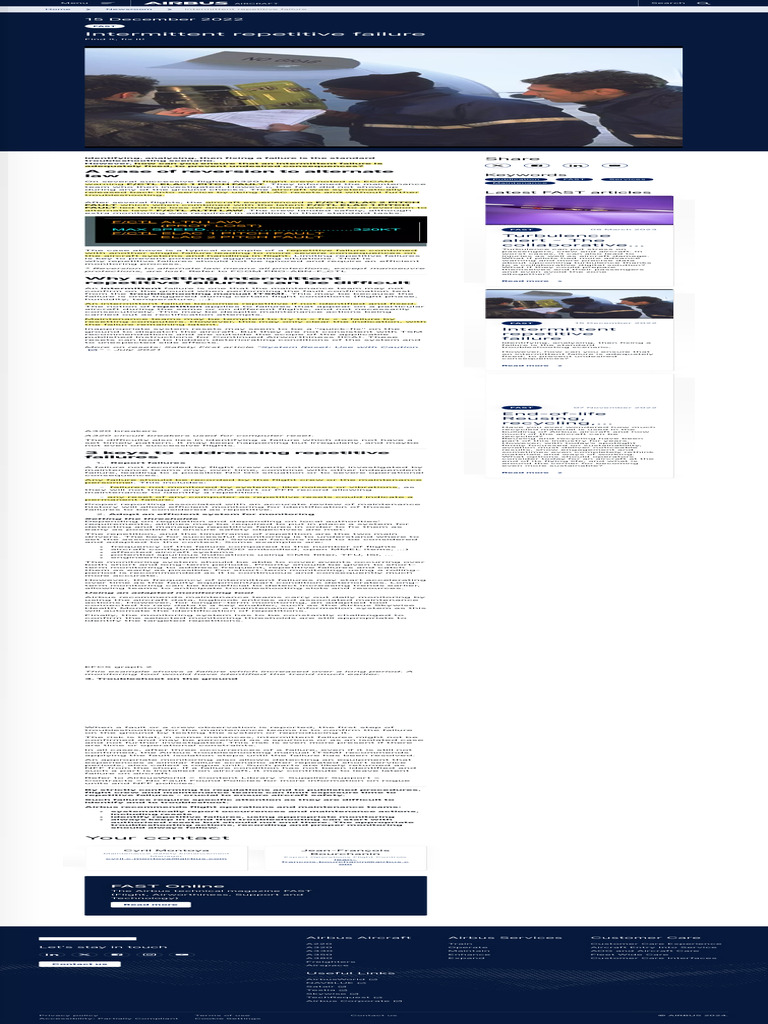 Intermittent Aircraft Failure Solutions | PDF