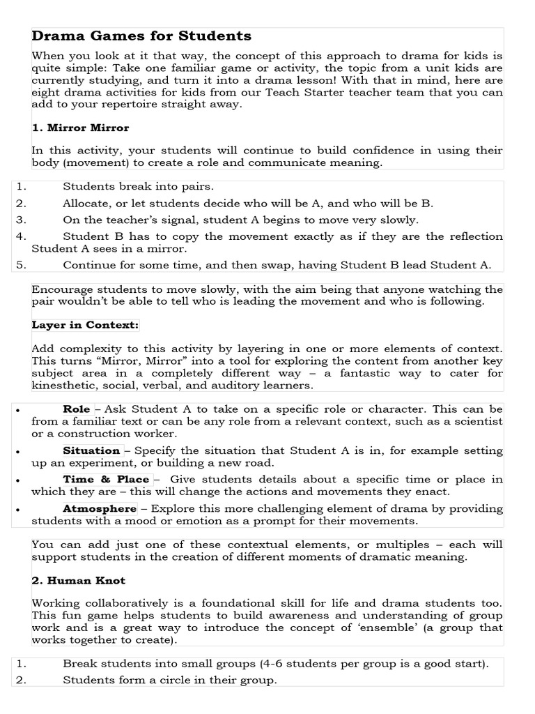 Drama games for students pdf expert cognitive science
