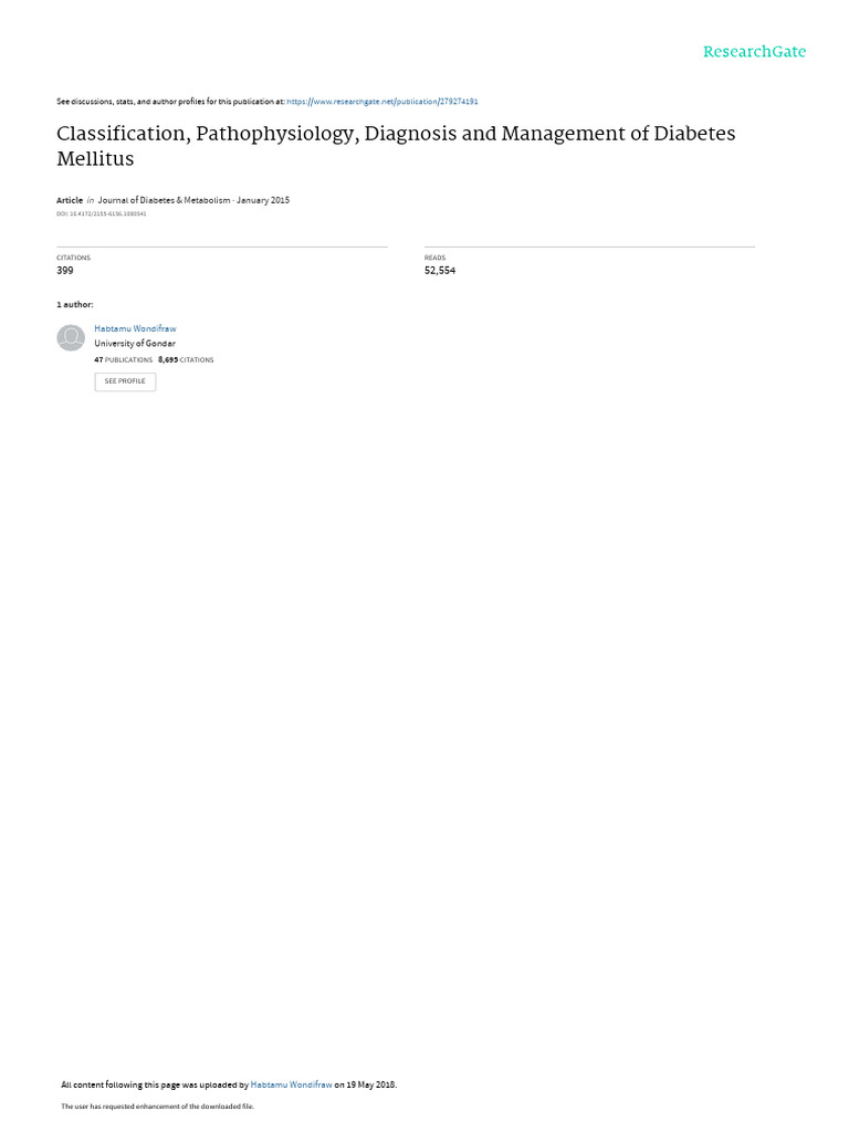 Classification Pathophysiology Diagnosis and Manag | PDF | Diabetes ...