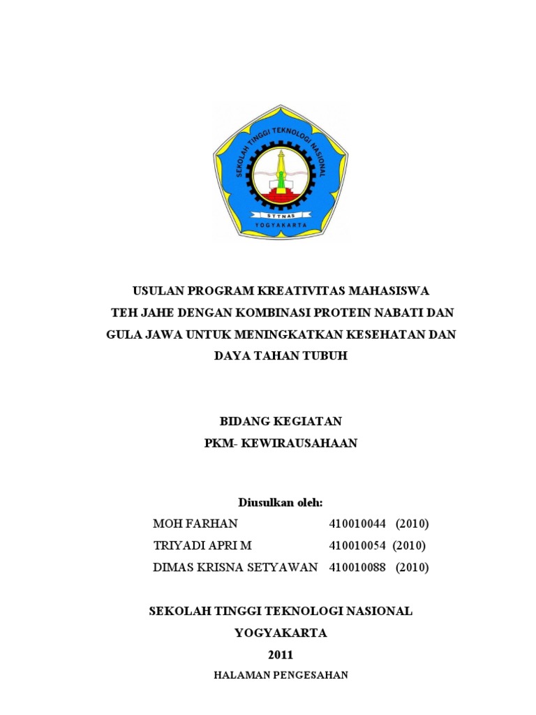 Usulan Program Kreativitas Mahasiswa Teh Jahe  Dengan 