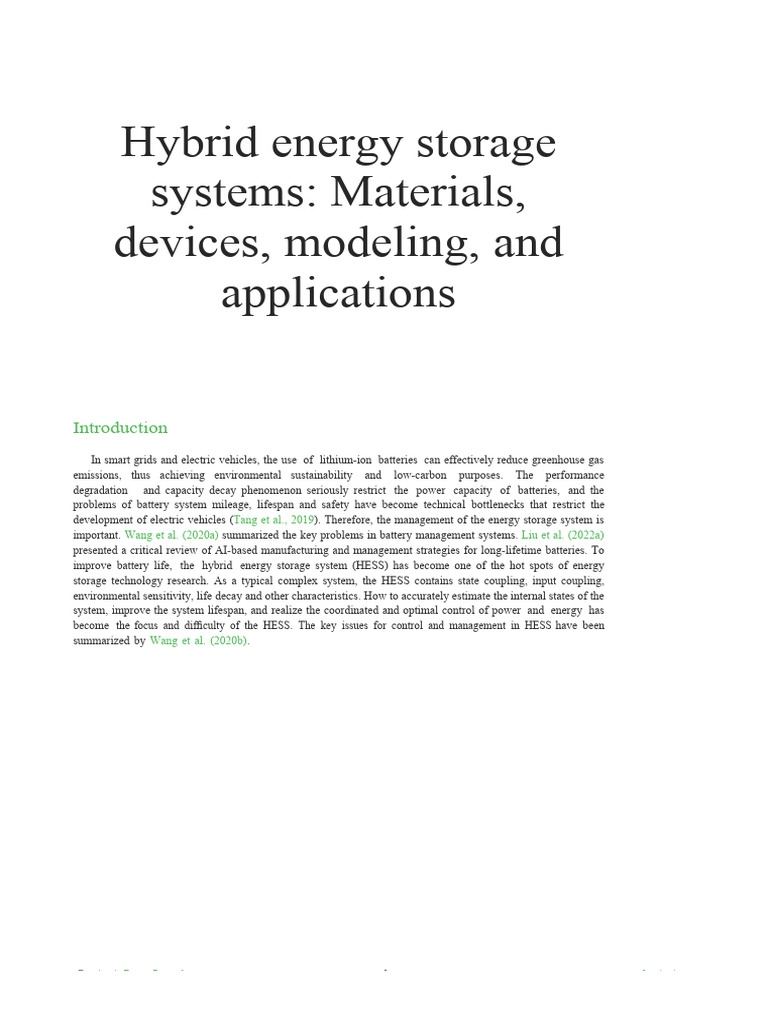 Hybrid Energy Storage Systems Overview | PDF | Energy Storage | Hybrid ...