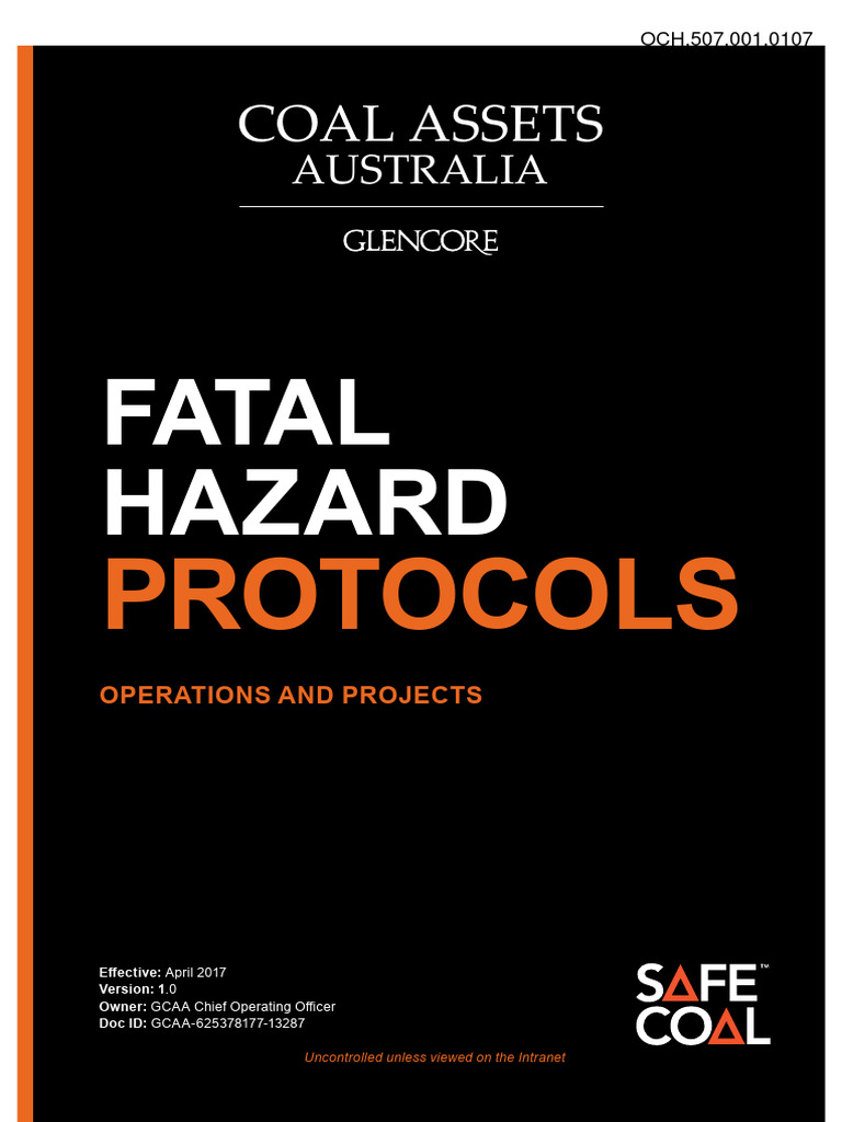 Glencore Fatal Hazard Protocols Overview | PDF | Fires | Risk