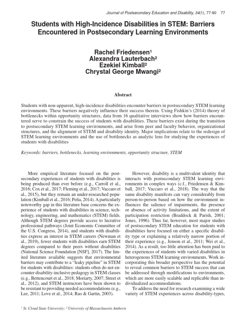 Exm - Students With High-Incidence Disabilities in STEM | Download Free ...