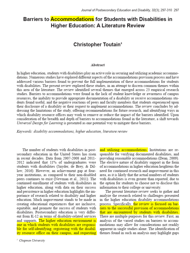 Exm Barriers To Accommodations For Students With Disabilities In