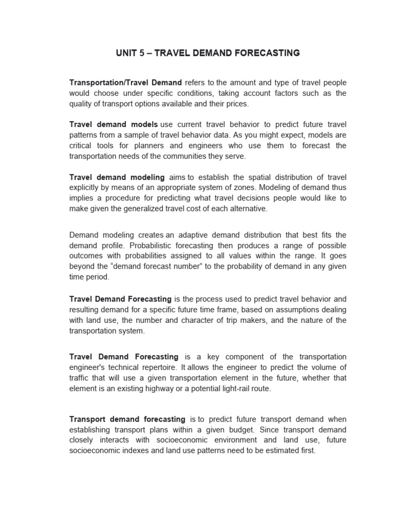 Travel Demand Forecasting Explained | PDF | Forecasting | Transport