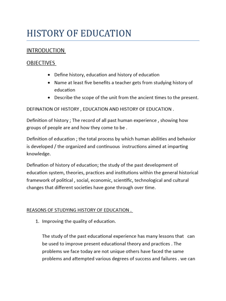 History of Education PDF