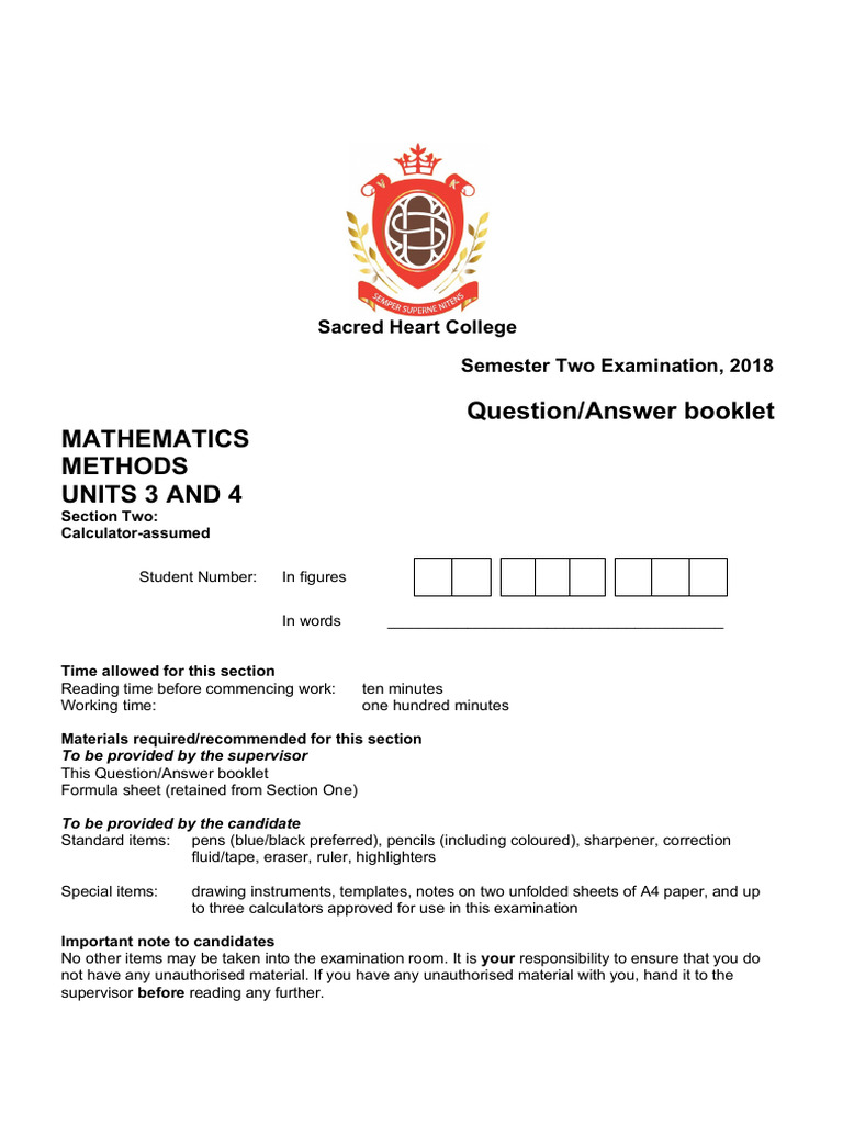 2018 12MET Sem 2 Exam (Calc) | PDF | Standard Deviation | Sampling ...