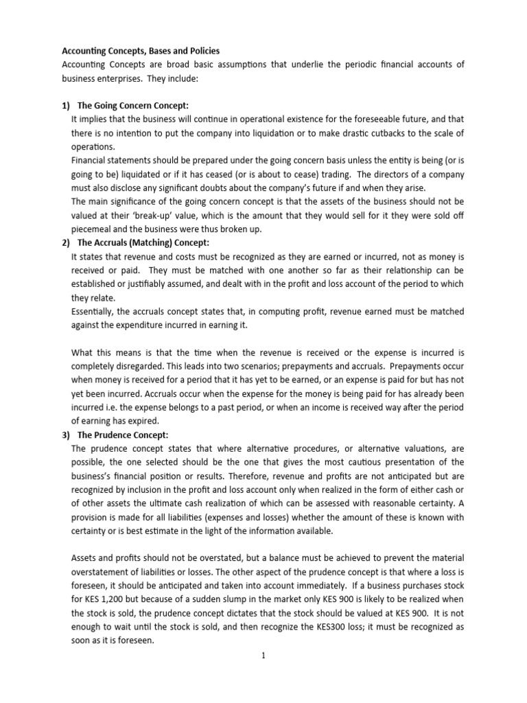 Accounting Concepts | PDF | Valuation (Finance) | Going Concern