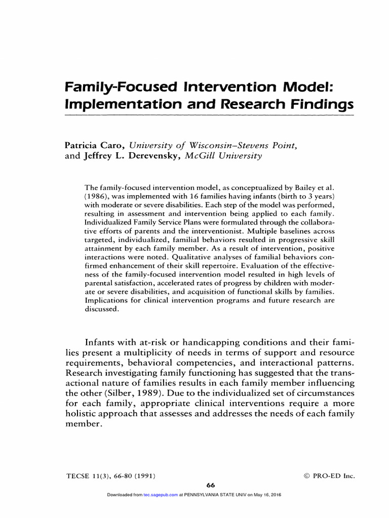 Family Intervention Model in Derry | PDF | Attachment Theory | Clinical ...