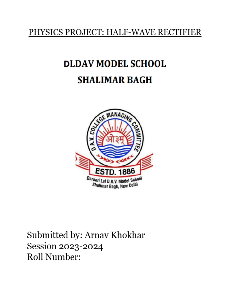 Arnavhalfwaverectifierproject PDF Rectifier Voltage