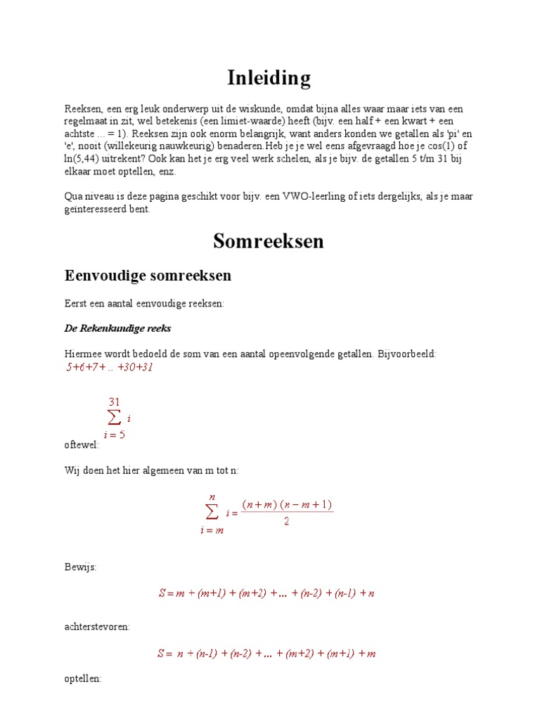 Inleiding Reeksen | PDF