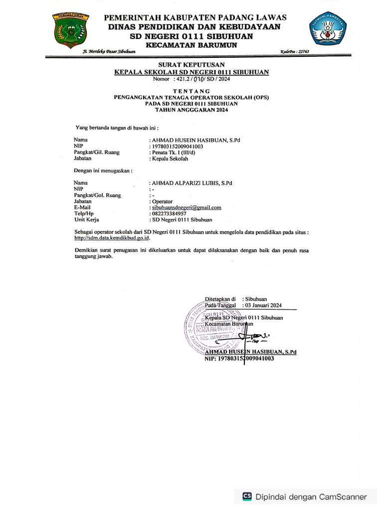 Sk Operator Sekolah Pdf