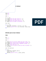 MATLAB Code For NumericalA