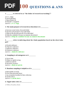 Research Methodology MCQ With Answer 100 Questions