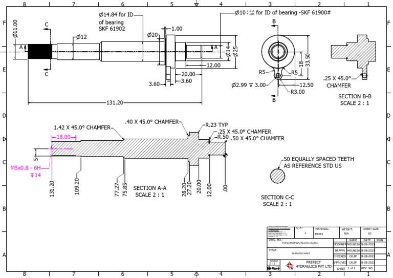 Serrated Shaft Technical Drawing | PDF