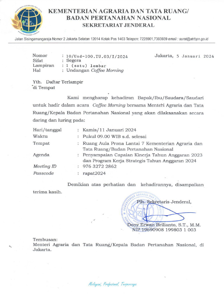 Undangan Coffee Morning 11 Januari 2024 | PDF
