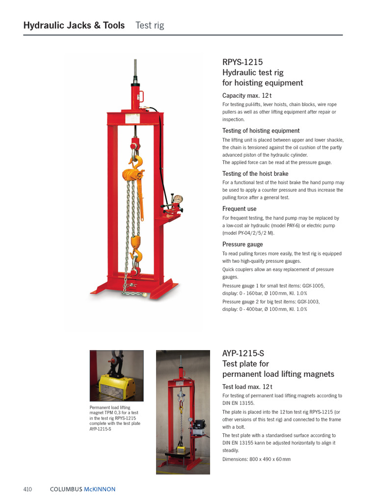 Hydraulic Test Rig for Lifting Equipment | PDF | Pump | Manufactured Goods