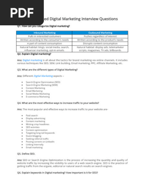 Commonly asked Digital Marketing Interview Questions