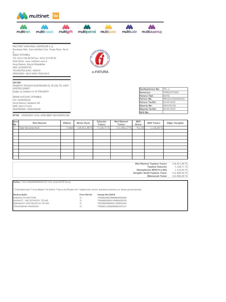 Gi̇ft Fatura Örnek | PDF