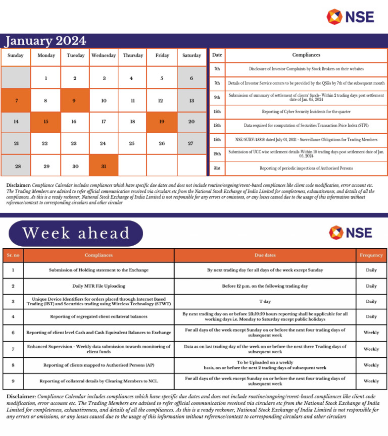 Compliance Calendar PDF Private Sector Financial Markets