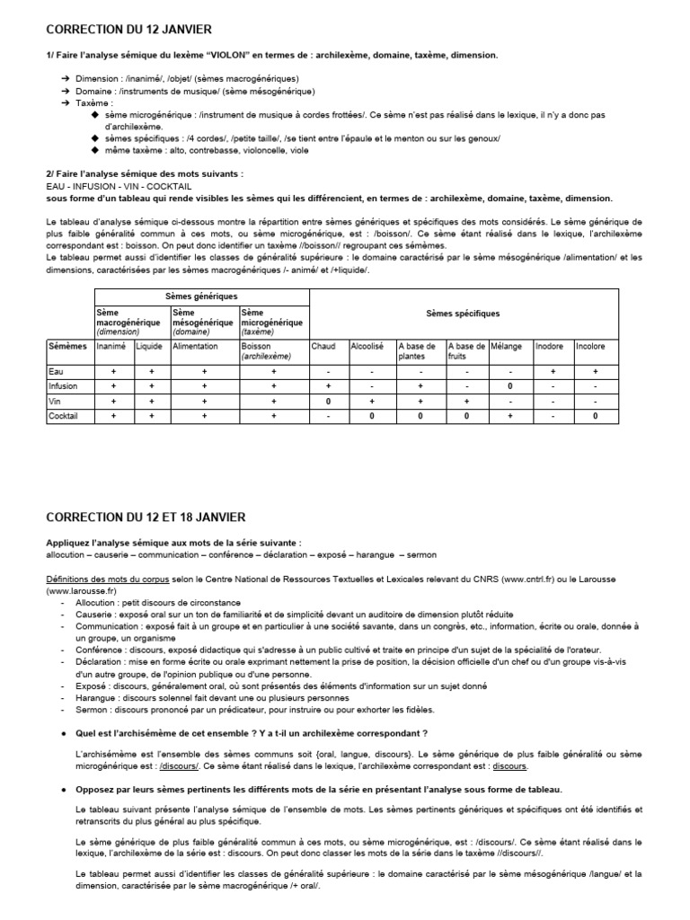 Analyse sémique des lexèmes et discours | PDF