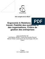 1999 - Ergonomie Et Relat° Sante Au Travail Fiabilite Des Sytemes Et Des Organisations Critere de Gestion Des Entreprises