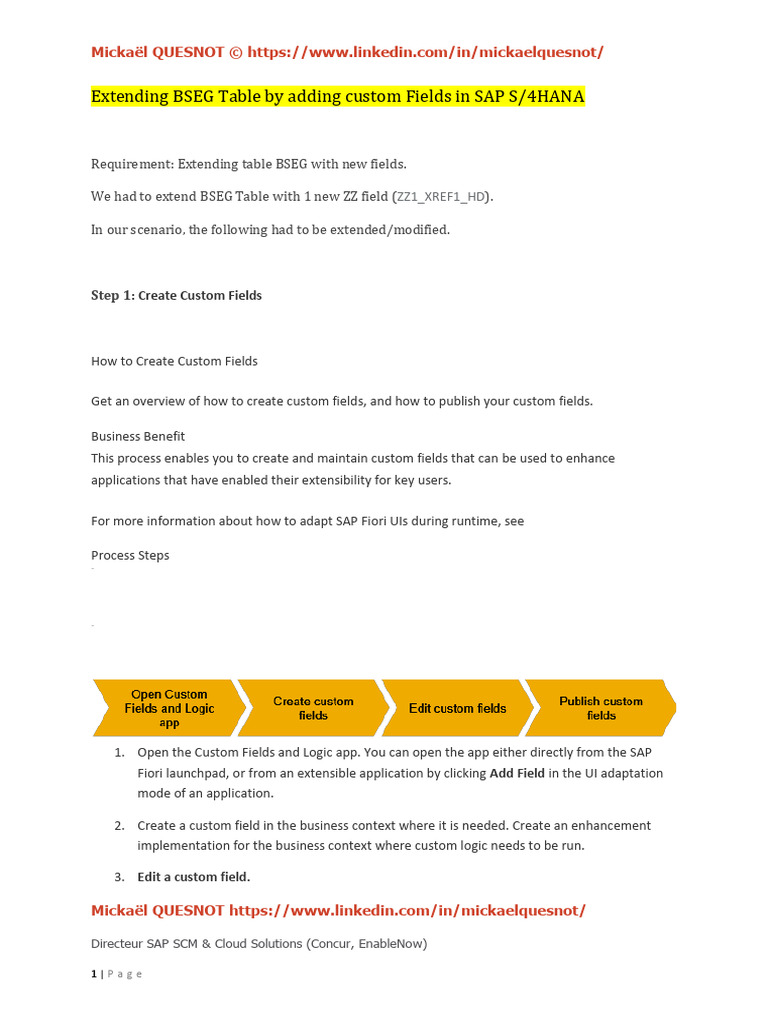 Extending BSEG Table by adding custom Fields in SAP S4HANA PDF
