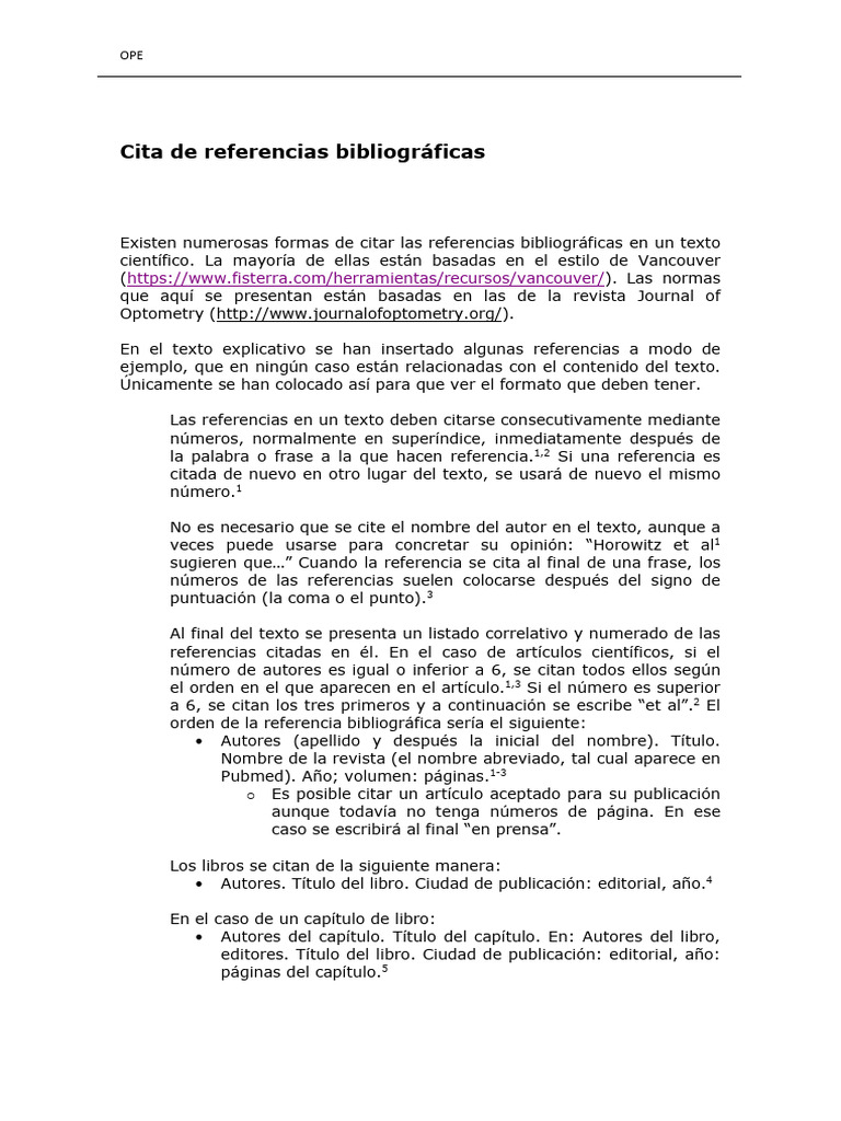 Cita de Referencias Bibliográficas | PDF | Citación | Escritura