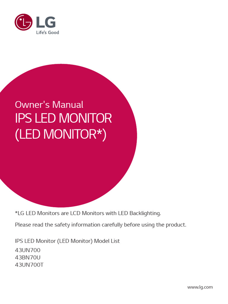 LG IPS LED Monitor User Manual | PDF | Hdmi | Usb