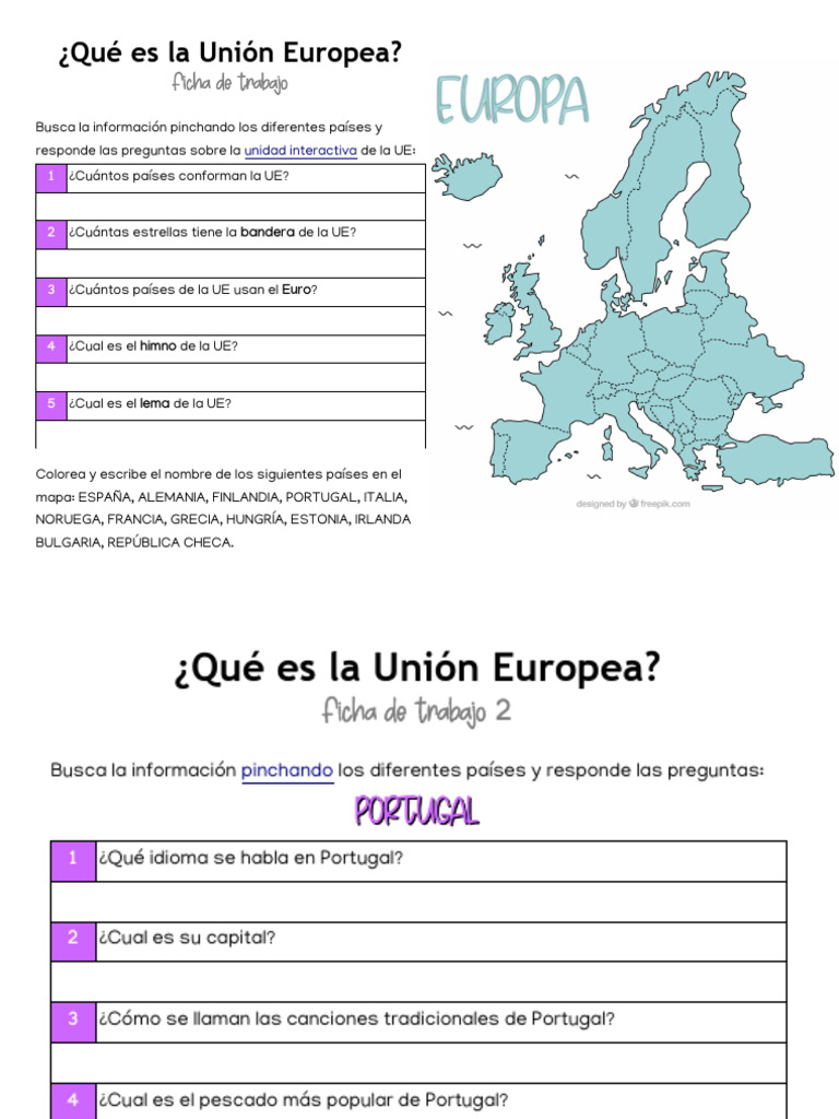 Hoja de Trabajo Que Es La Union Europea | PDF