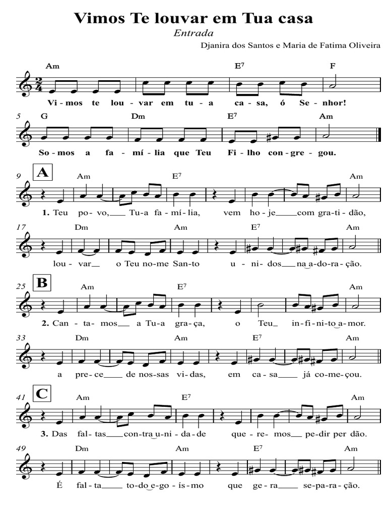 Vimos Te Louvar em Tua Casa Tablet - Partitura Completa | PDF