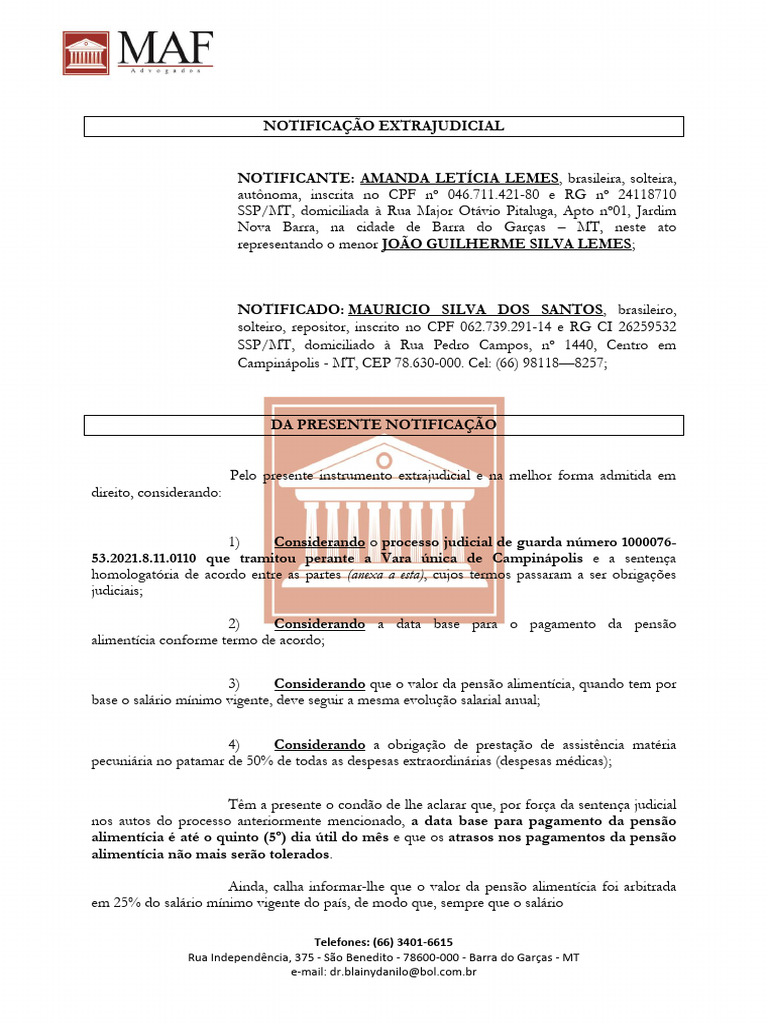 NOTIFICAÇÃO EXTRAJUDICIAL | PDF