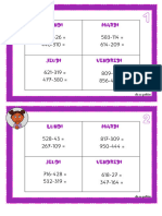 Cartes Soustractions Quotidiennes