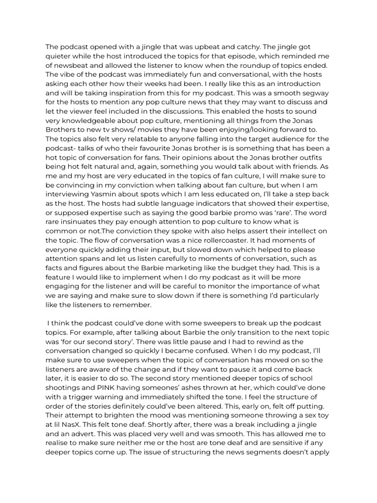 Shameless Podcast Analysis Version 2 PDF