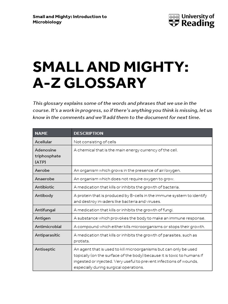 Microbiology A-Z Glossary | PDF | Home & Garden